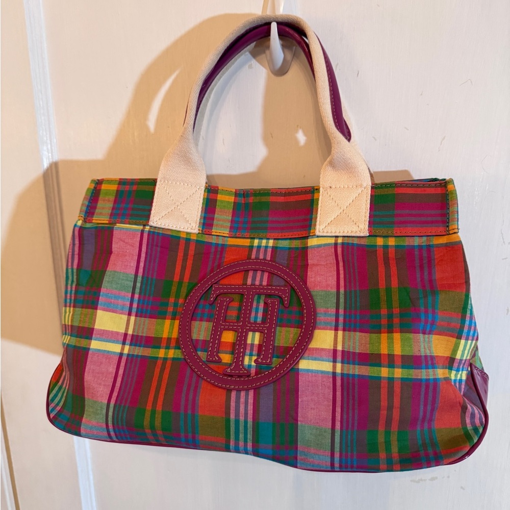Vintage Tommy Hilfiger Plaid Pink 90s Y2K Purse Handbag Tote Logo